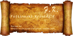 Foltinszki Kristóf névjegykártya